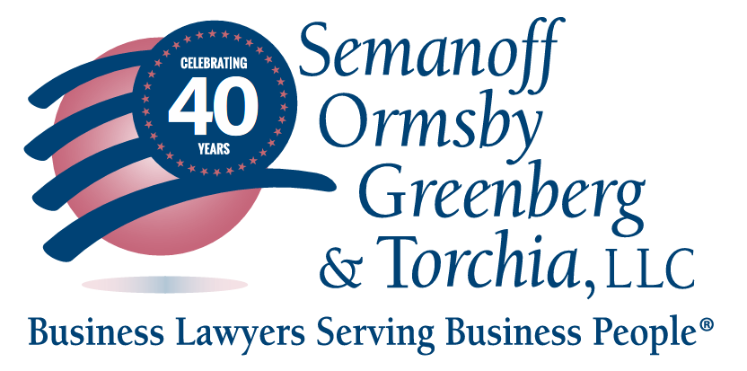 Semanoff Ormsby Greenberg and Torchia LLC 40th Anniversary Logo - Business Lawyers